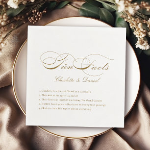 Serviette En Papier Fun Facts Gold Vintage Classic Script Mariage