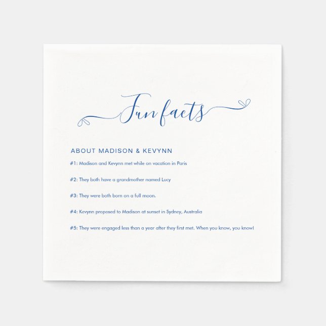 Serviette En Papier Fun Facts Mariage Napkins (Devant)