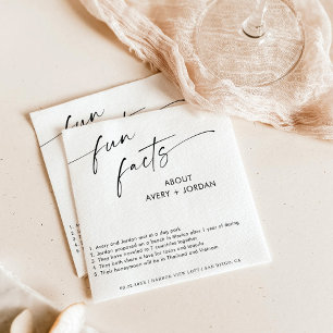 Serviette En Papier Fun Facts Mariage Napkins   Minimaliste moderne