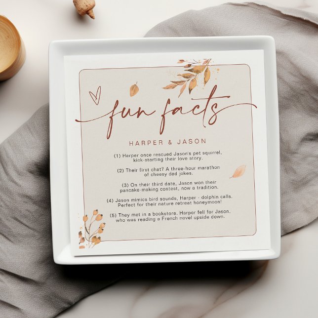Serviette En Papier Fun Facts Moderne Chic Minimaliste Mariage de auto (Créateur téléchargé)