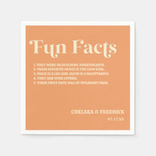 Serviette En Papier Fun Facts Orange Retro 70's Vintage Wedding