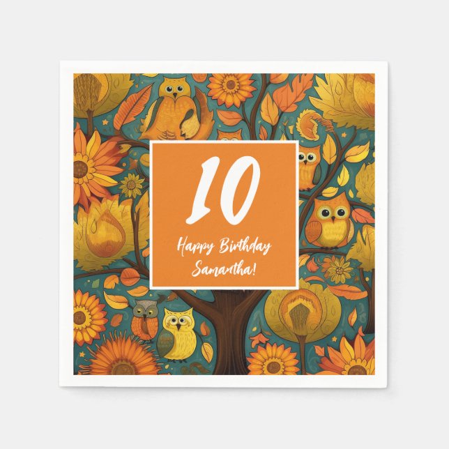 Serviette En Papier Fun Fall Orange Jaune Anniversaire (Devant)