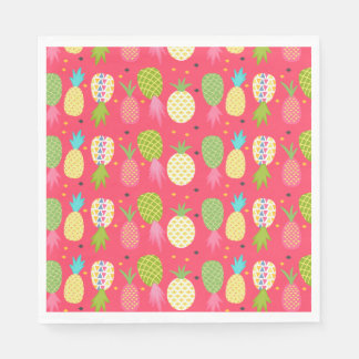 Serviette En Papier Fun framboise coloré ananas à motif