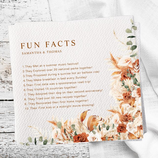 Serviette En Papier Fun Fun Faits Moderne Terracotta Chic Floral Maria (Créateur téléchargé)