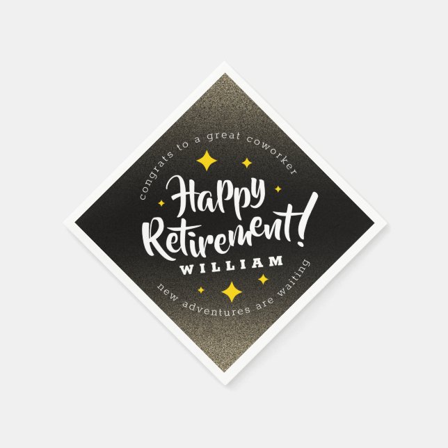 Serviette En Papier Fun Gold Glitter Stars Retirement New Adventures (Coin)