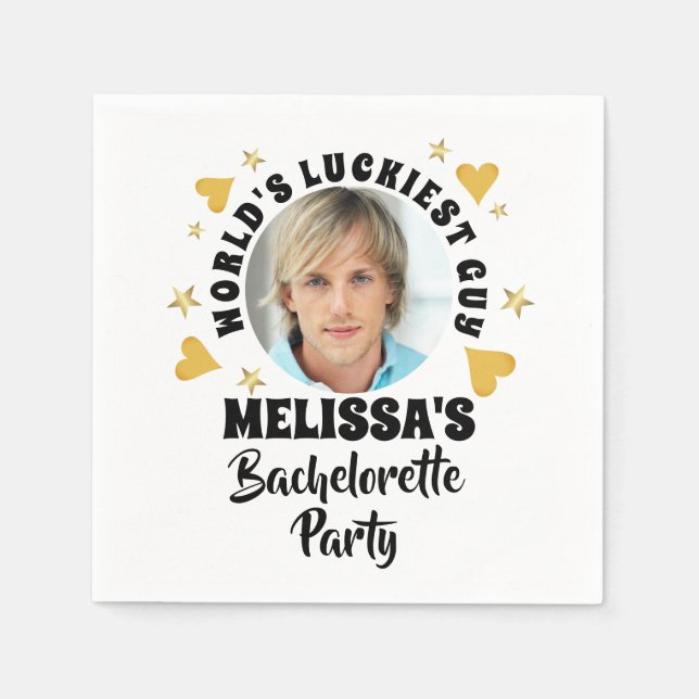 Serviette En Papier Fun Grooms Face Photo Bacheloro Party (Devant)