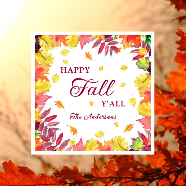 Serviette En Papier Fun Happy Fall Y'all automne Feuilles papier (Créateur téléchargé)
