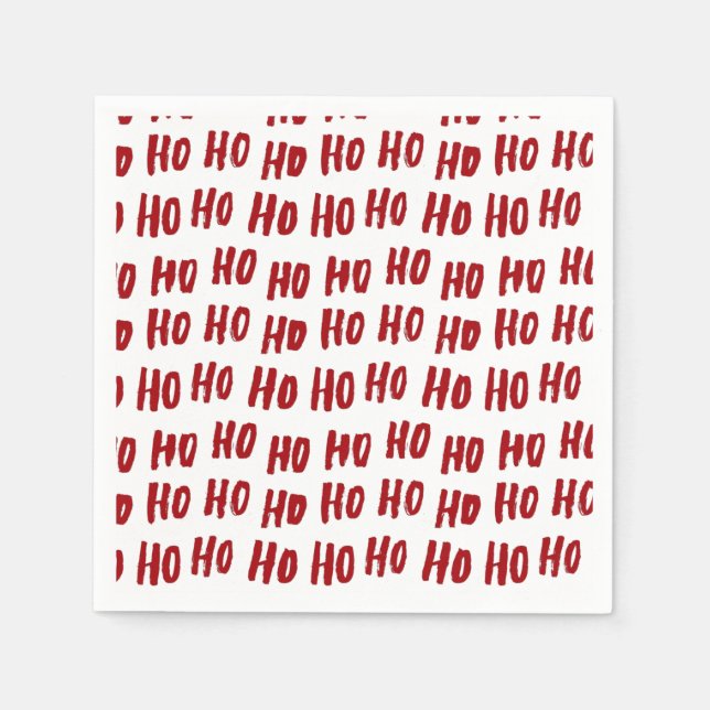 Serviette En Papier Fun Ho Ho Ho Texte Rouge Fête Motif Noël (Devant)
