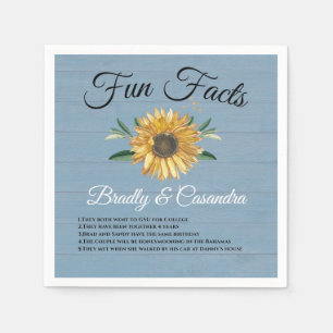 Serviette En Papier Fun Mariage rustique Faits tournesol Dusty Blue Wo