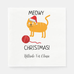 Serviette En Papier Fun Orange Chat Meowy Noël Party Napkin