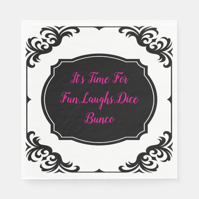 Serviette En Papier Fun Pink Black White Bunc Dice Party (Devant)
