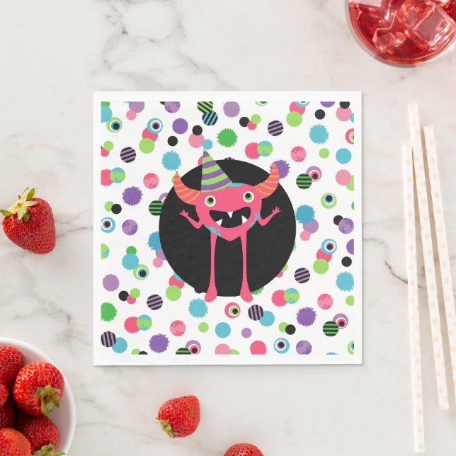 Serviette En Papier Fun Pink Confetti Monster Mash fête d'anniversaire (En situation)