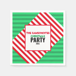 Serviette En Papier Fun Red & Green Christmas Party Custom Napkin