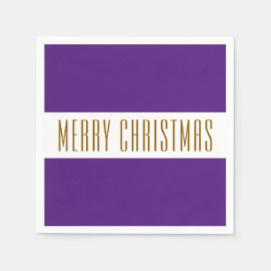Serviette En Papier Fun Regal Violet Blanc Joyeux NOËL Stripes