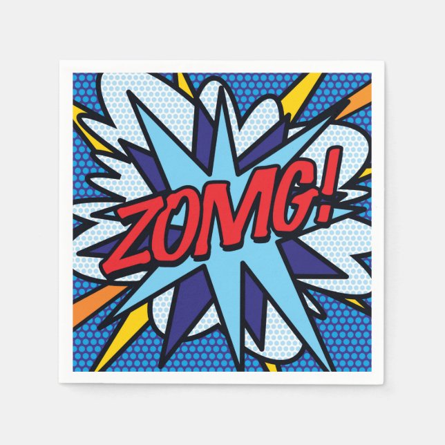 Serviette En Papier Fun Retro Comic Book ZOMG (Devant)