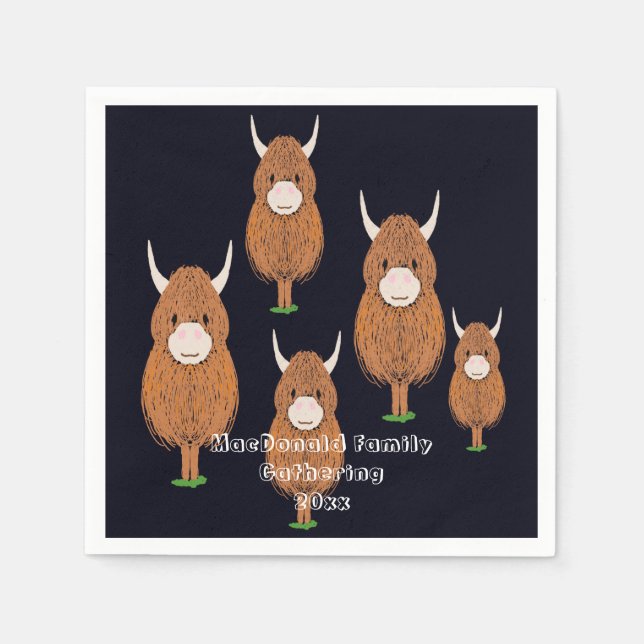 Serviette En Papier Fun Scotland Highland Cow Party (Devant)