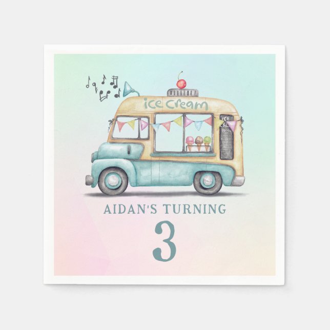 Serviette En Papier Fun Summer Ice Cream Truck Birthday Party Plate (Devant)
