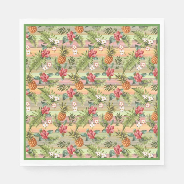Serviette En Papier Fun Tropical Ananas Fruit Floral Feuille Motif (Devant)