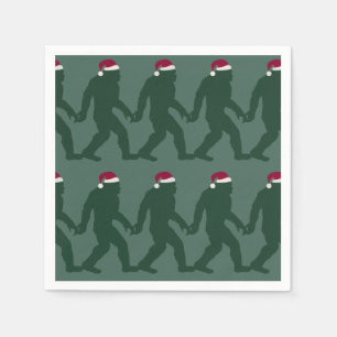 Serviette En Papier Fun Vert Tissu Bigfoot Père Noël Noël