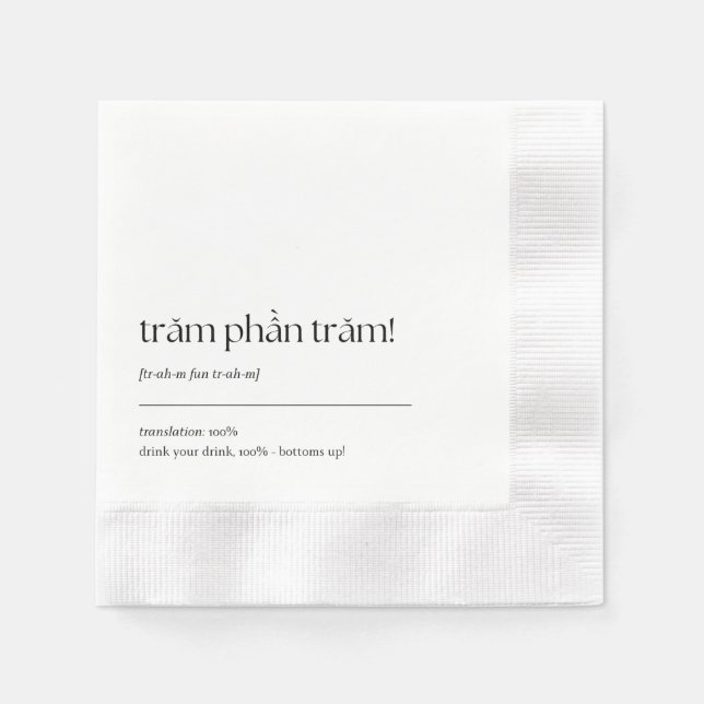 Serviette En Papier Fun Vietnamien Drinking Phrase Cocktail Napkin 03 (Devant)