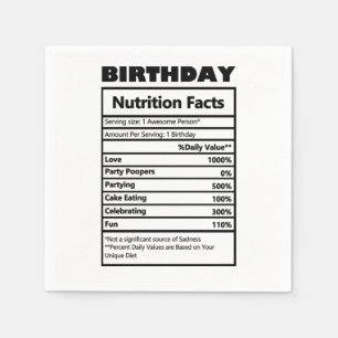 Serviette En Papier Funky Birthday Nutrition Facts Carte postale