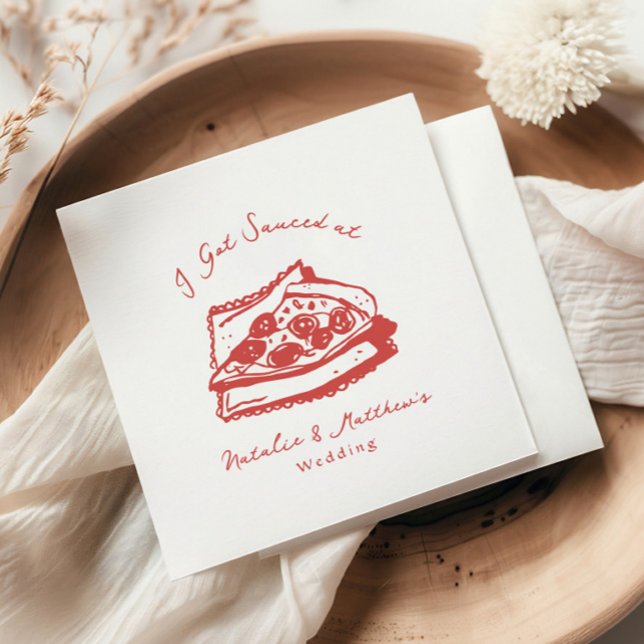 Serviette En Papier Funky manuscrit J'Ai Été Soucoupe Mariage de pizza (Créateur téléchargé)