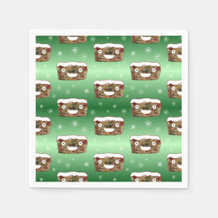 Serviette En Papier Funky Noël Fruitcake Motif Vert