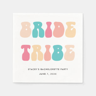 Serviette En Papier Funky Retro Vintage Mariée Tribe Bachelorette