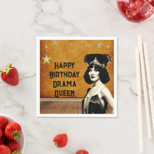 Serviette En Papier Funky Vintage Drama Queen Anniversaire