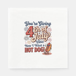 Serviette En Papier Funny 4th of July Hot Dog Vintage Conception de T-
