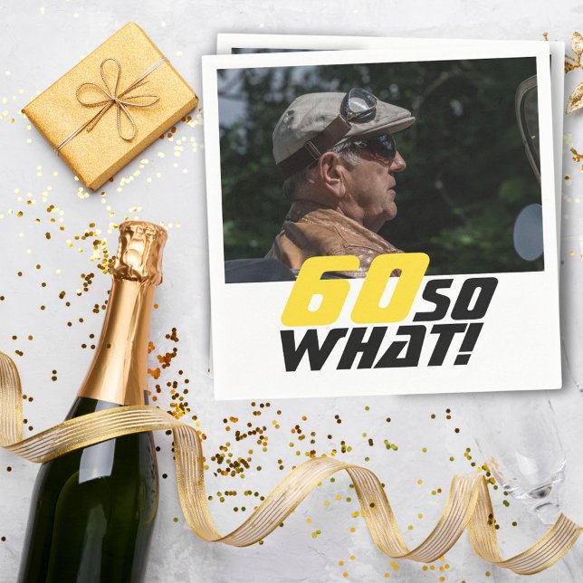 Serviette En Papier Funny 60 alors quelle citation photo 60e anniversa (Créateur téléchargé)