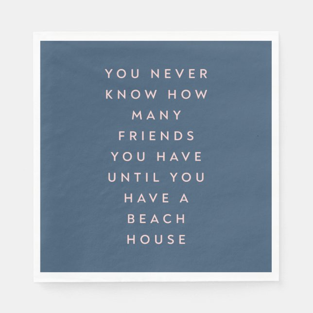 Serviette En Papier Funny Beach House Amis Dit en bleu marine (Devant)