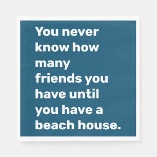Serviette En Papier Funny Beach House Friends Citer la typographie Ble