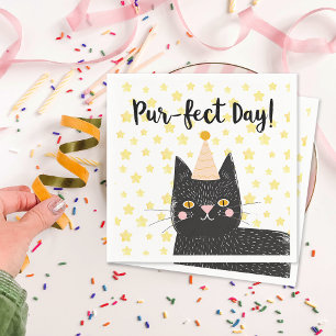 Serviette En Papier Funny Chat noir Parfait Jour Anniversaire