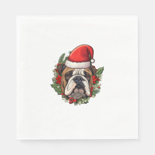Serviette En Papier Funny Christmas English Bulldog