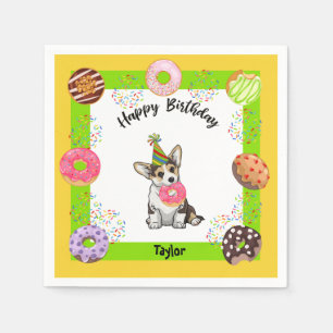 Serviette En Papier Funny Corgi Donut fête d'anniversaire Napkin