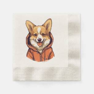 Serviette En Papier Funny Corgi portant le Sweat - shirt à capuche