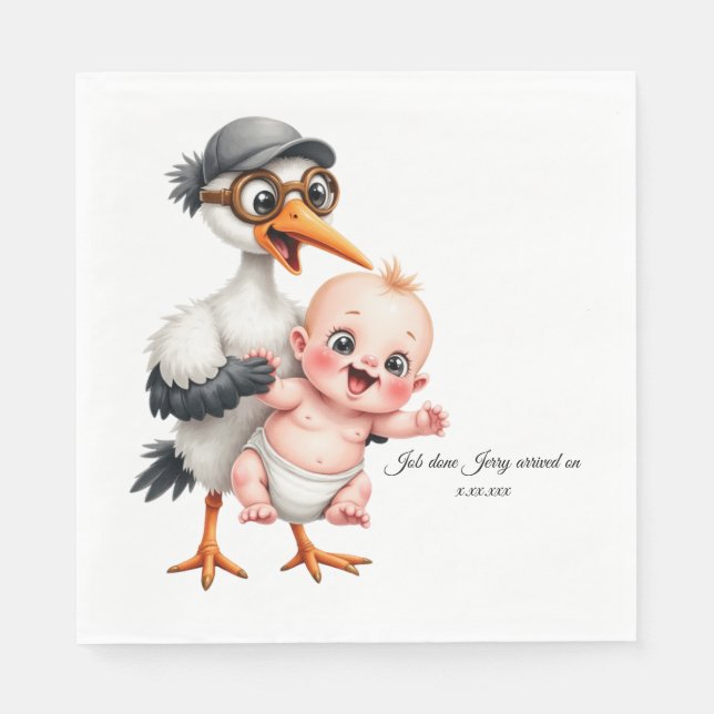 Serviette En Papier Funny designed paper napkins baby shower adjust  (Devant)