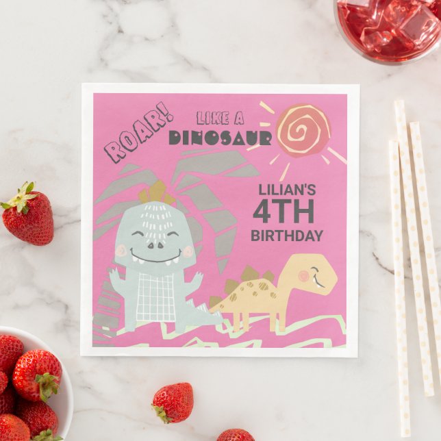 Serviette En Papier Funny Dinosaur Roar Anniversaire de enfant Party (En situation)