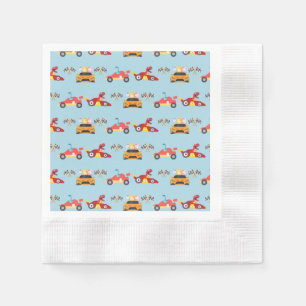 Serviette En Papier Funny Dinosaur voiture de course garçon anniversai