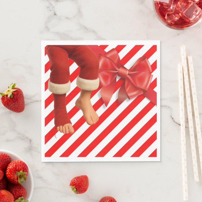 Serviette En Papier Funny Elf Legs Christmas | North Pole Mischief  (En situation)