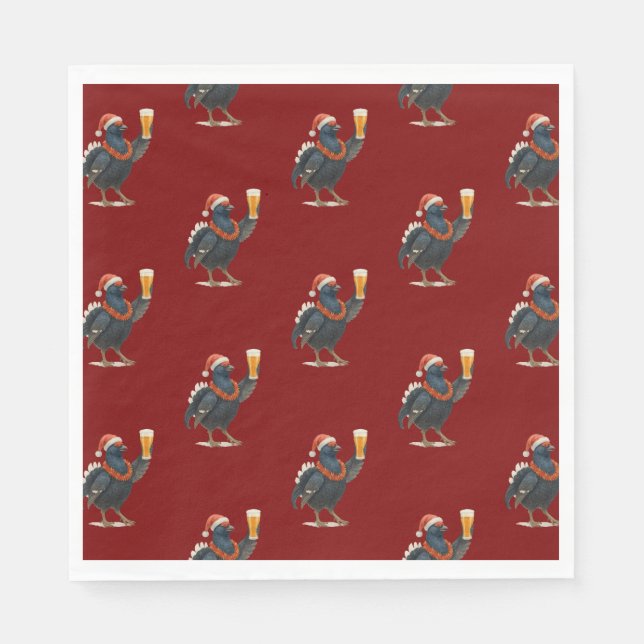 Serviette En Papier Funny Festive Grouse with Beer Christmas Napkins (Devant)
