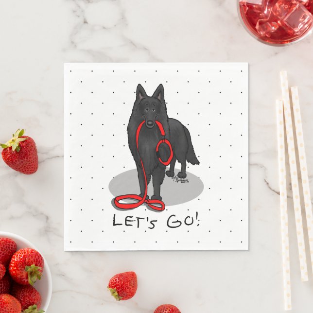 Serviette En Papier Funny Let's Go! Walk Belgian Sheepdog (black 1) (En situation)