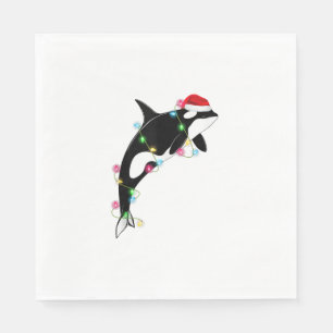 Serviette En Papier Funny Orca Tueur Baleine Santa Chapeau Mer de Noël