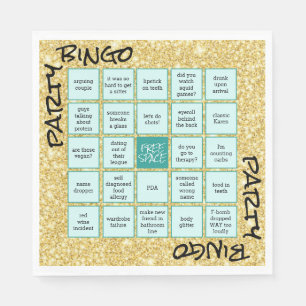 Serviette En Papier Funny Party Bingo Gold Parties scintillant Turquoi