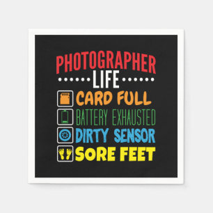 Serviette En Papier Funny Photographe Liste de contrôle de la vie