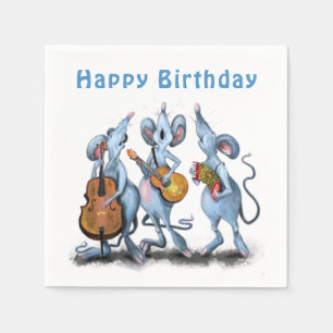 Serviette En Papier Funny Romantic Mouse Band - Joyeux anniversaire