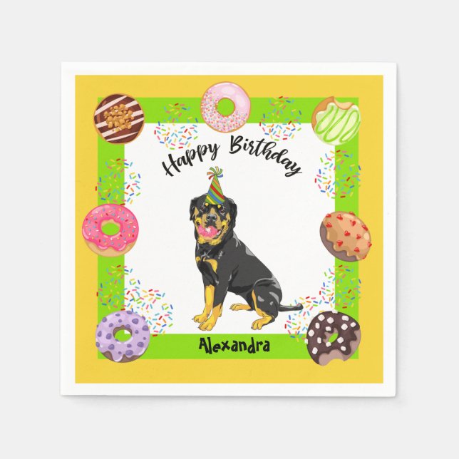 Serviette En Papier Funny Rottweiler Donuts Party Anniversaire (Devant)
