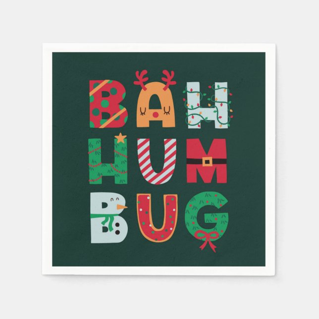 Serviette En Papier Funny Rubbish Bah Humbug Carte de vacances (Devant)