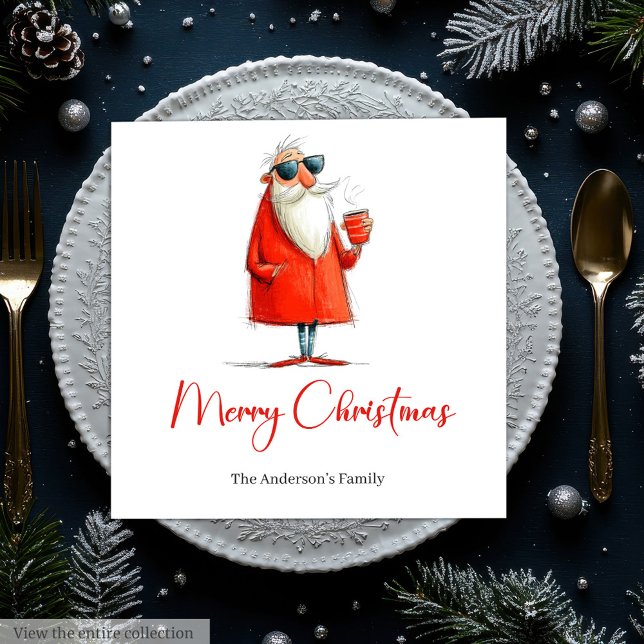 Serviette En Papier Funny Santa Claus Minimalist Christmas Dinner  (Funny Santa Claus Minimalist Christmas Dinner Napkins

)